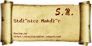 Stánicz Makár névjegykártya